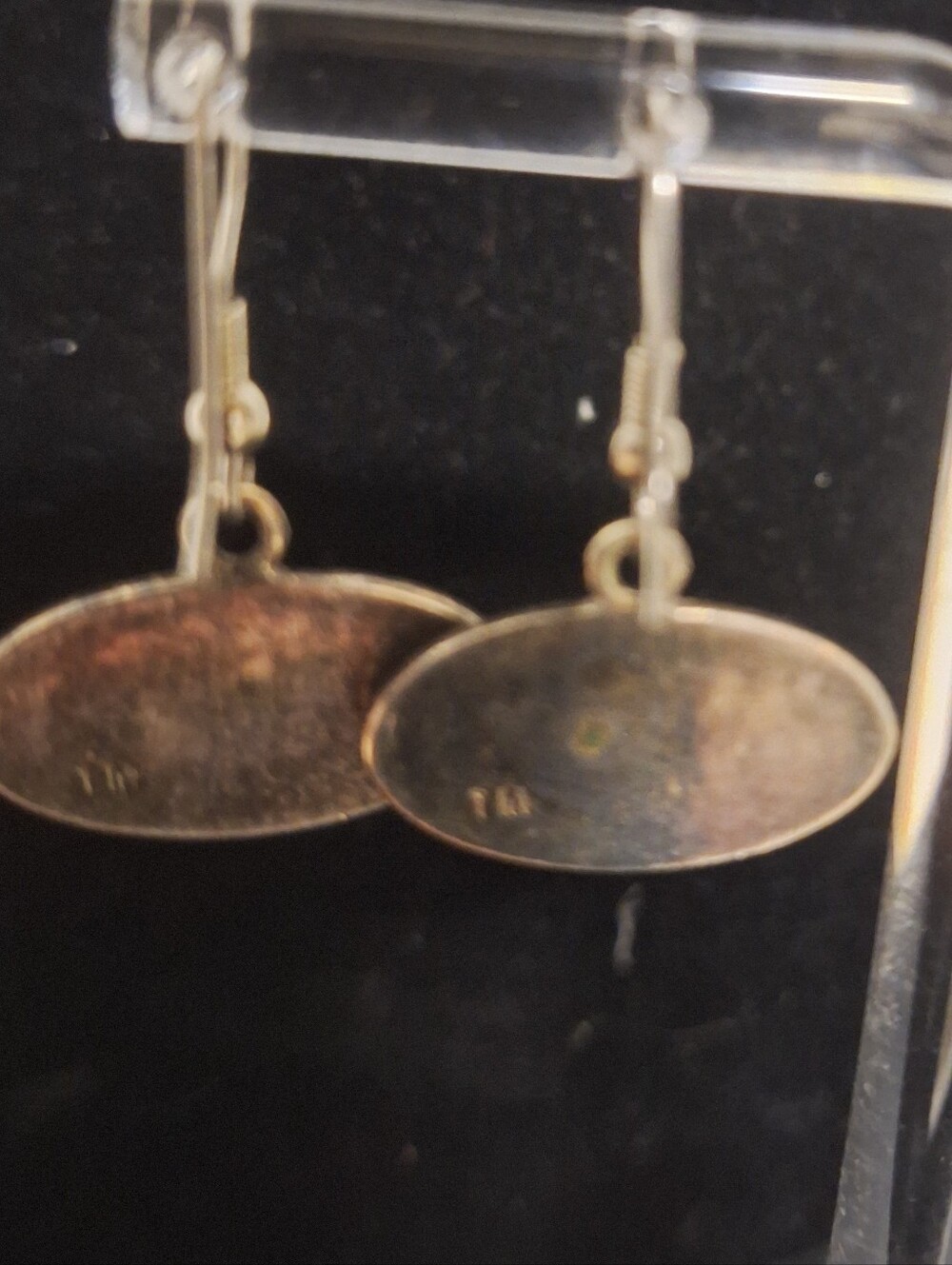 T M Taxco Mexico Silver Oval Animal Motif Dangle Earrings - - Picture 2 of 4